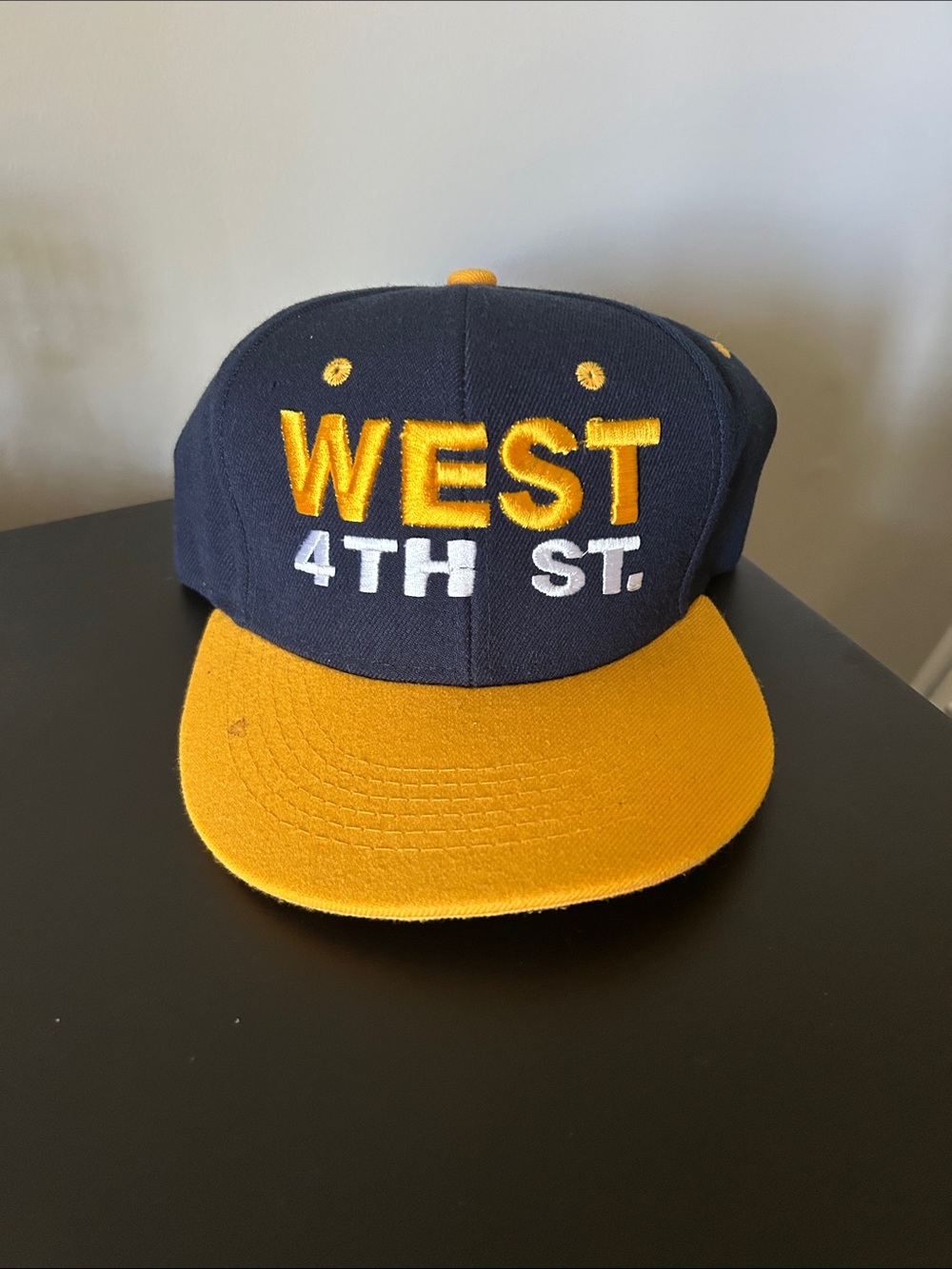 WEST 4TH ST. Navy and Gold Snapback Hat